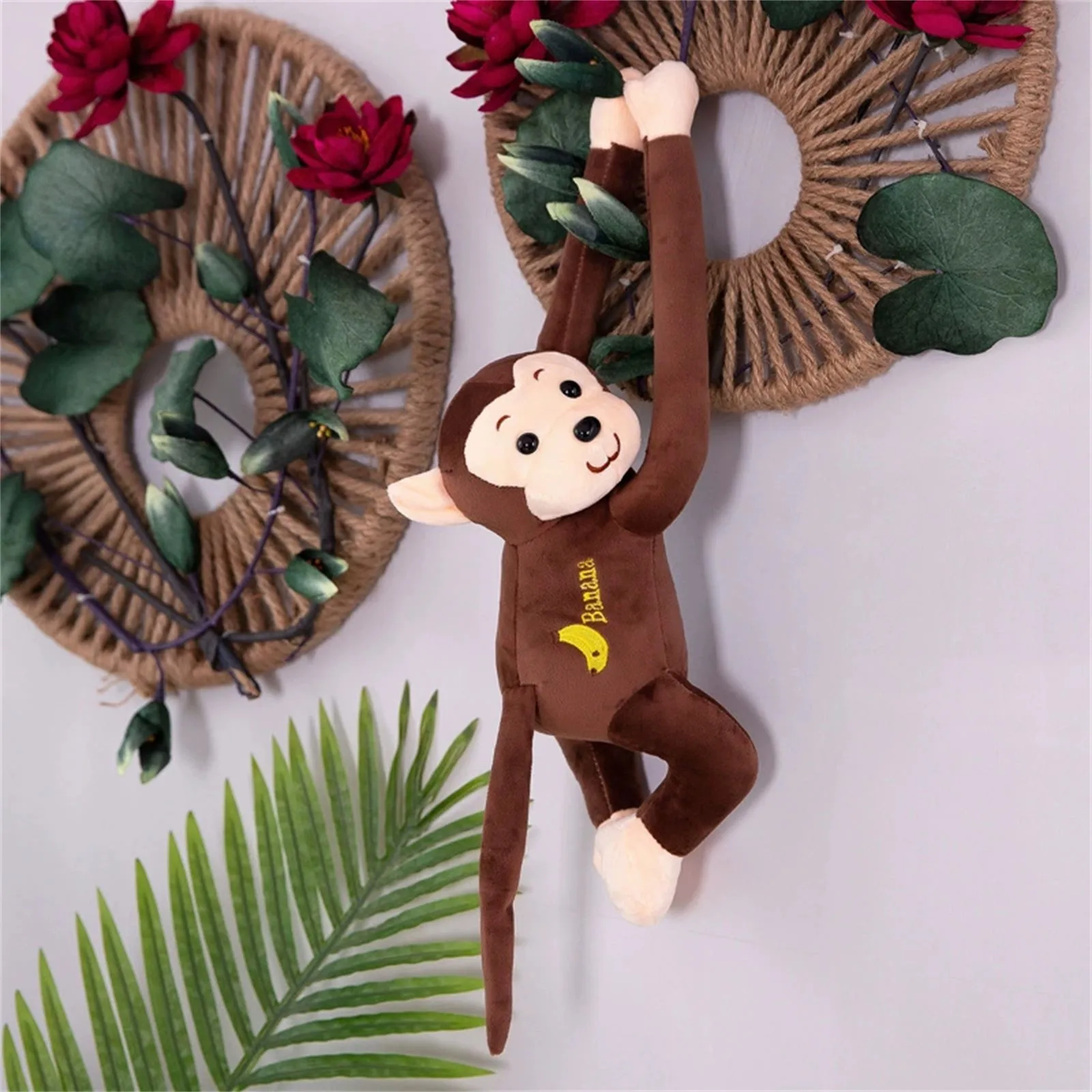 45cm Long-Armed Monkey Decor With Suctio Adorable Hanging Wind-Braving Monkey Plush Figurines Car Tail Window Interior Accessory