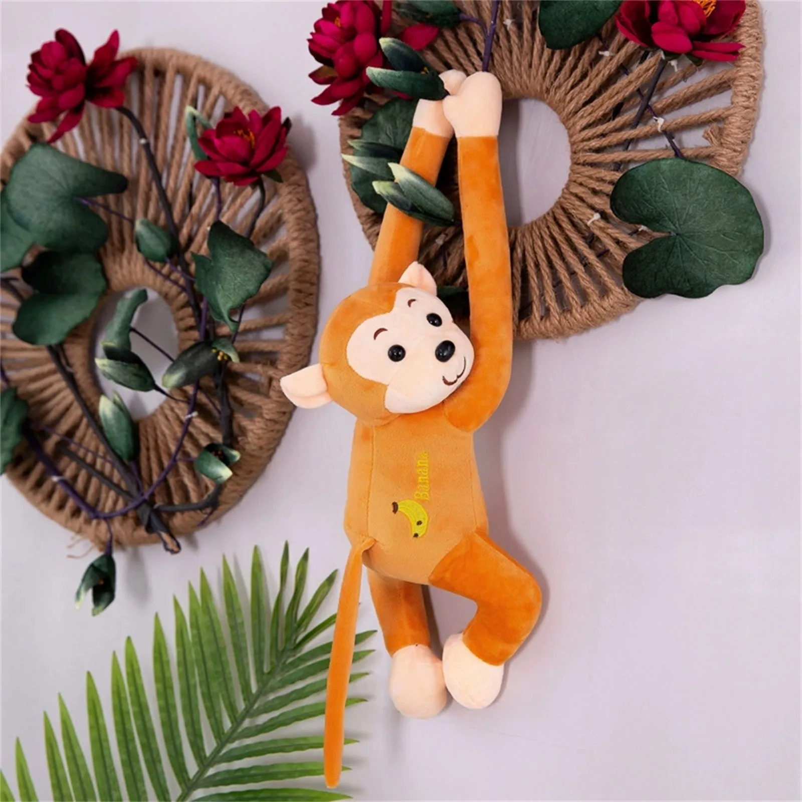 45cm Long-Armed Monkey Decor With Suctio Adorable Hanging Wind-Braving Monkey Plush Figurines Car Tail Window Interior Accessory