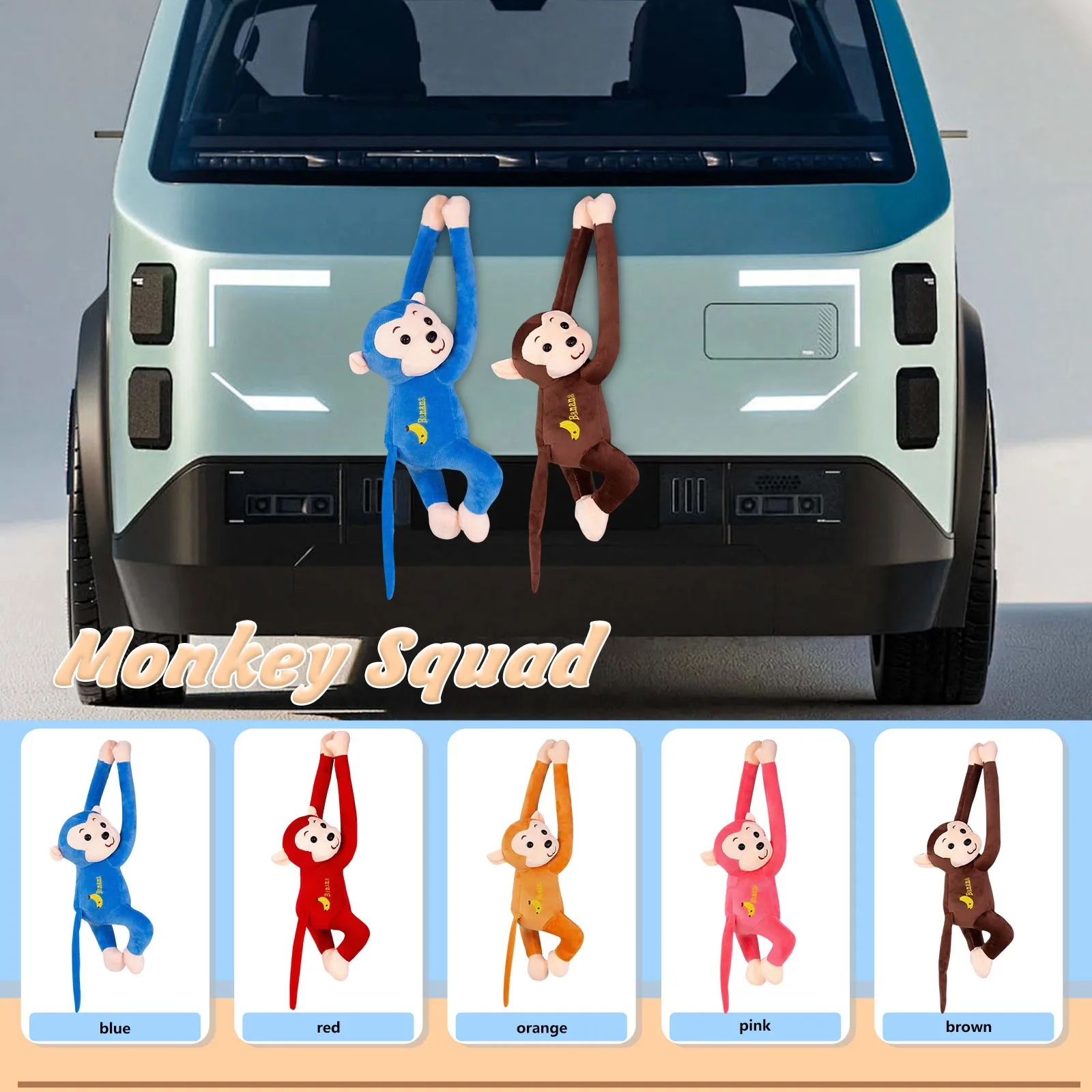 45cm Long-Armed Monkey Decor With Suctio Adorable Hanging Wind-Braving Monkey Plush Figurines Car Tail Window Interior Accessory