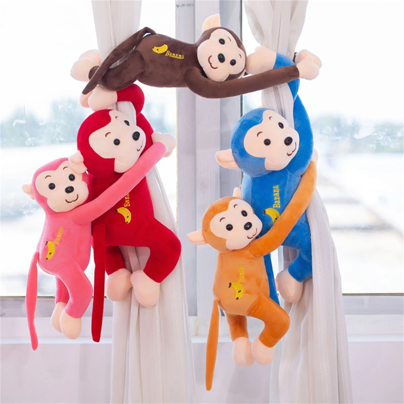 45cm Long-Armed Monkey Decor With Suctio Adorable Hanging Wind-Braving Monkey Plush Figurines Car Tail Window Interior Accessory