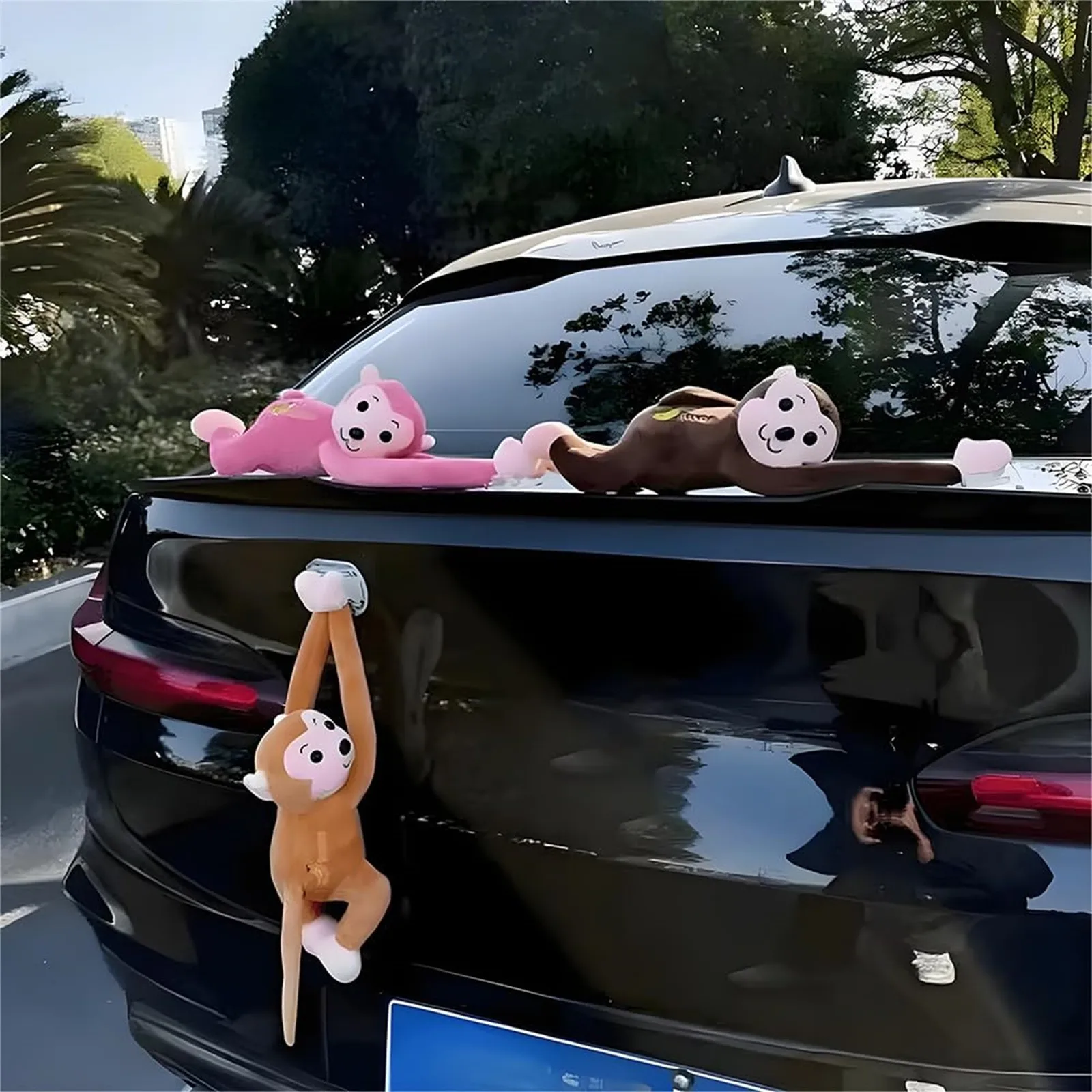45cm Long-Armed Monkey Decor With Suctio Adorable Hanging Wind-Braving Monkey Plush Figurines Car Tail Window Interior Accessory