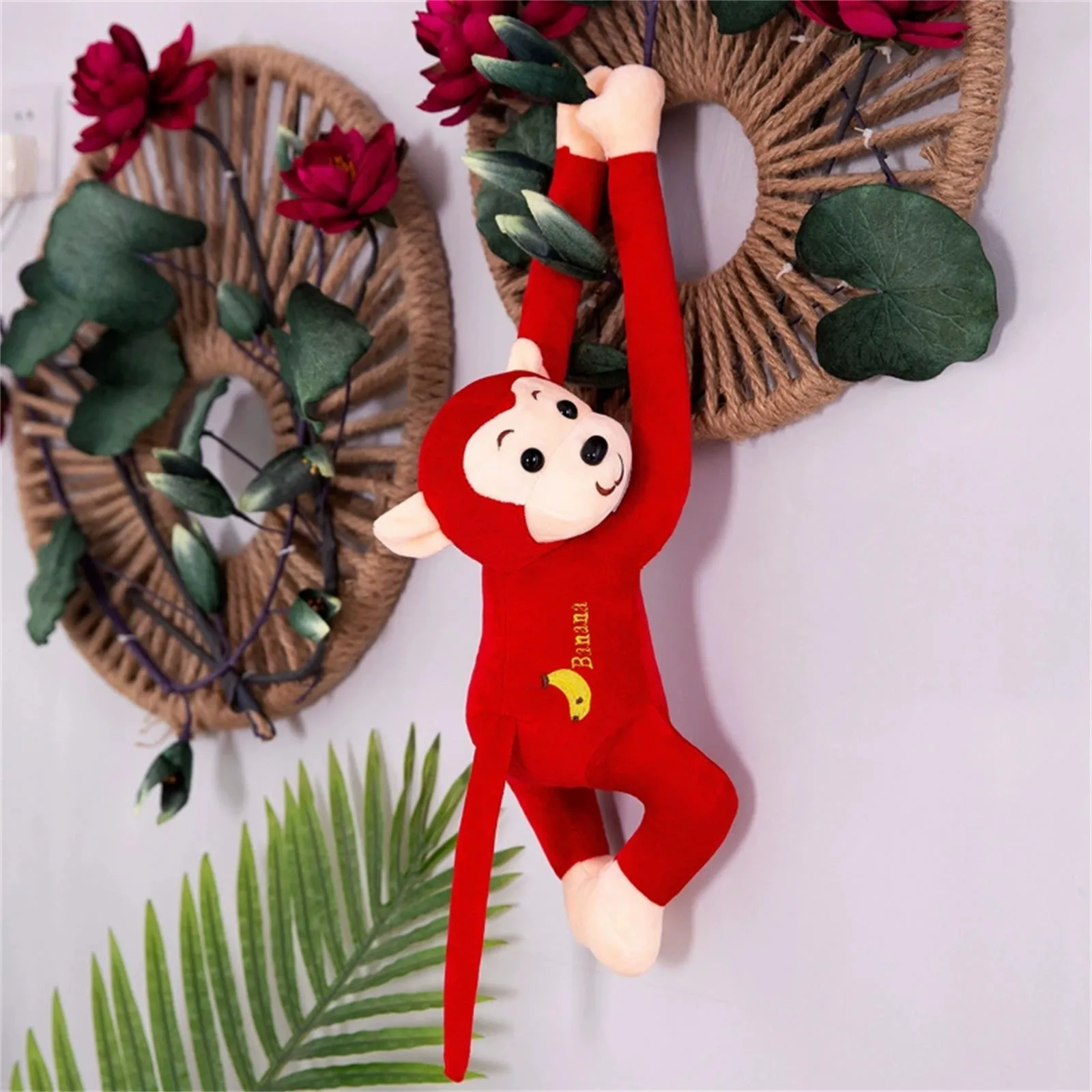 45cm Long-Armed Monkey Decor With Suctio Adorable Hanging Wind-Braving Monkey Plush Figurines Car Tail Window Interior Accessory