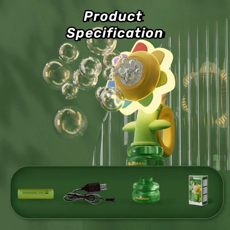 Bubble Machine Toy Electric Automatic Sunflower Shaking Head Adjustment Light Dancing One Key Bubble Maker Toy For Kids Bubble Machine Toy Electric Automatic Sunflower Shaking Head Adjustment Light Dancing One Key Bubble Maker Toy For Kids