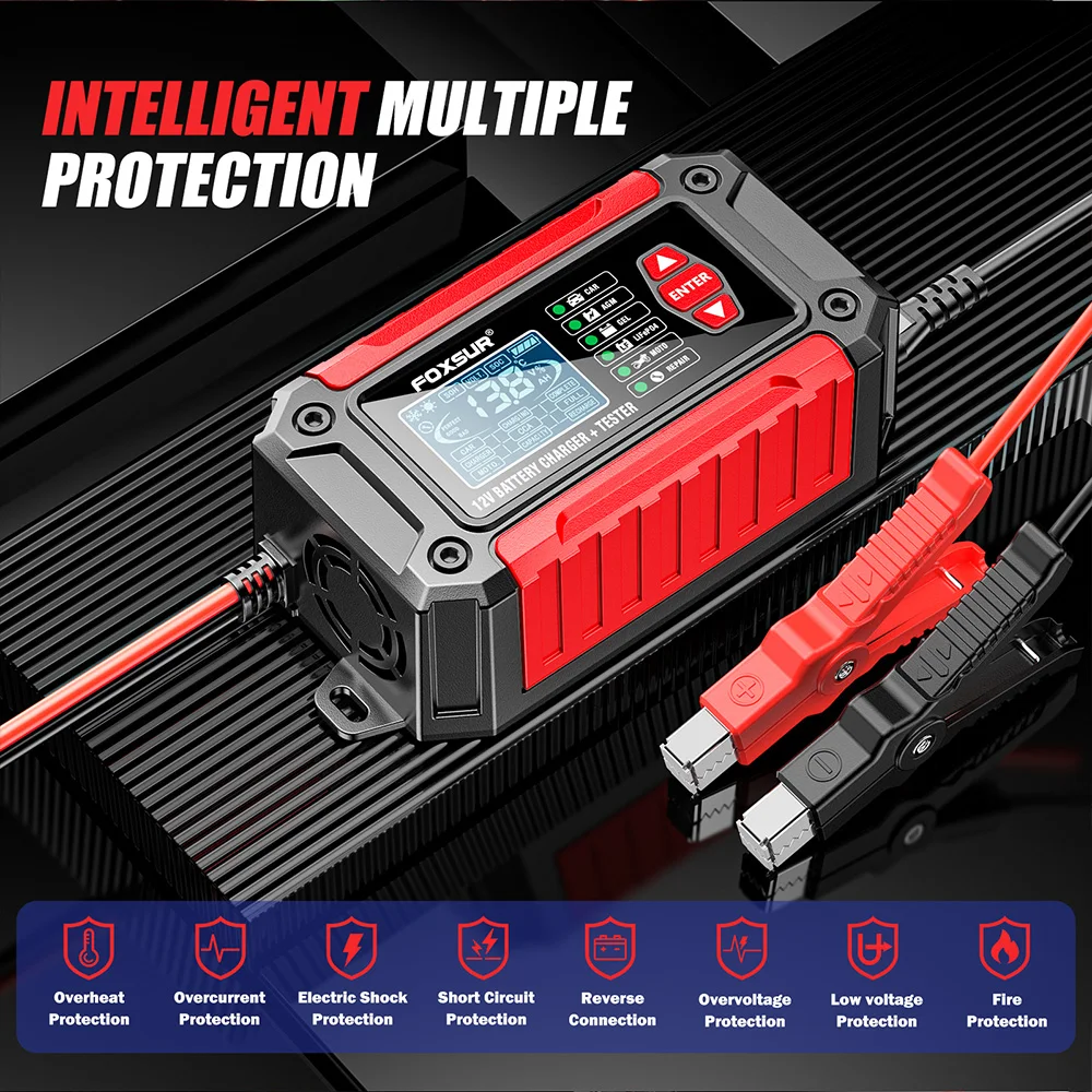 New 2in1 Smart Car Battery Charger System Tester Car Motorcycle Battery Analyzer For Lead Acid AGM GEL Lithium LiFePo4 Batteries