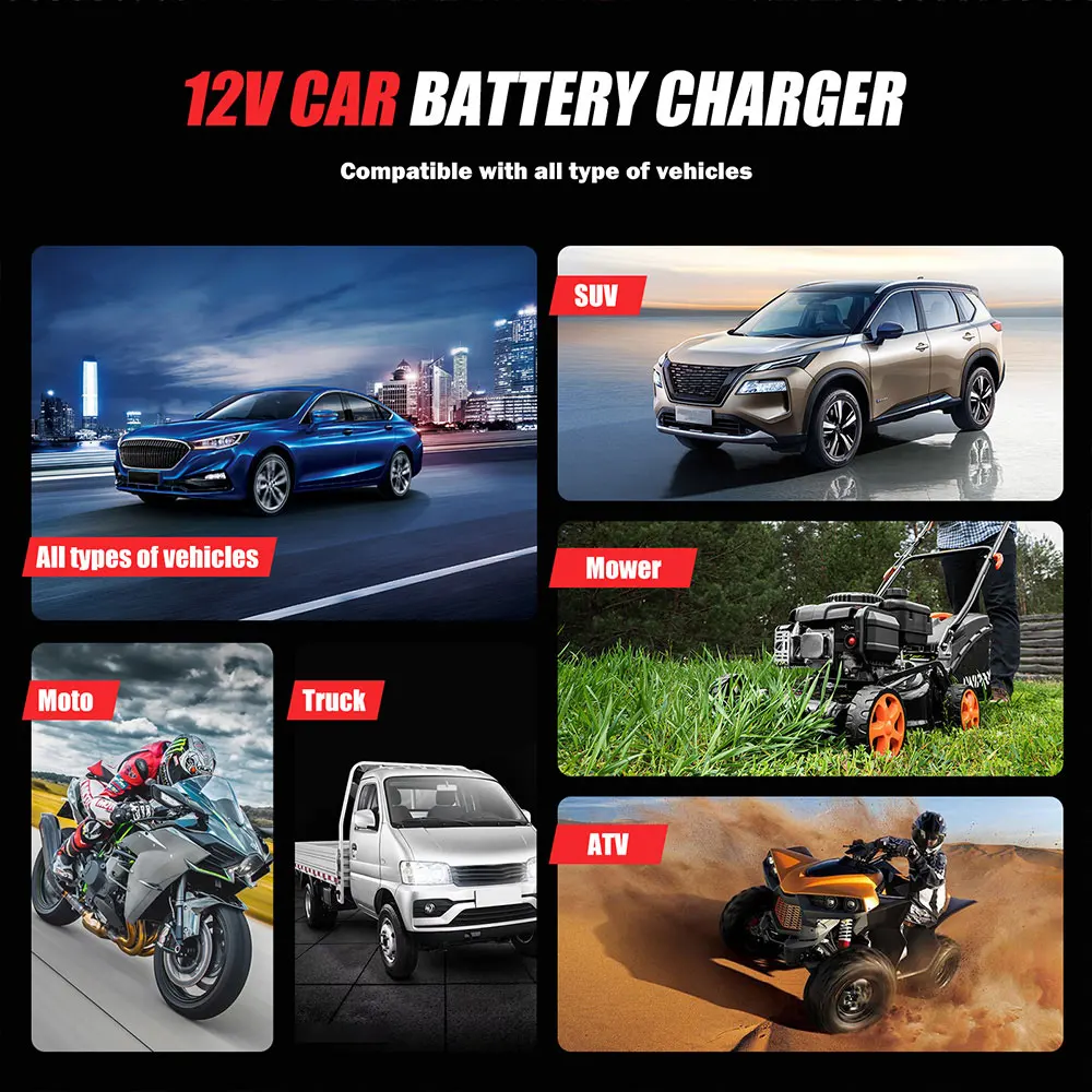 New 2in1 Smart Car Battery Charger System Tester Car Motorcycle Battery Analyzer For Lead Acid AGM GEL Lithium LiFePo4 Batteries