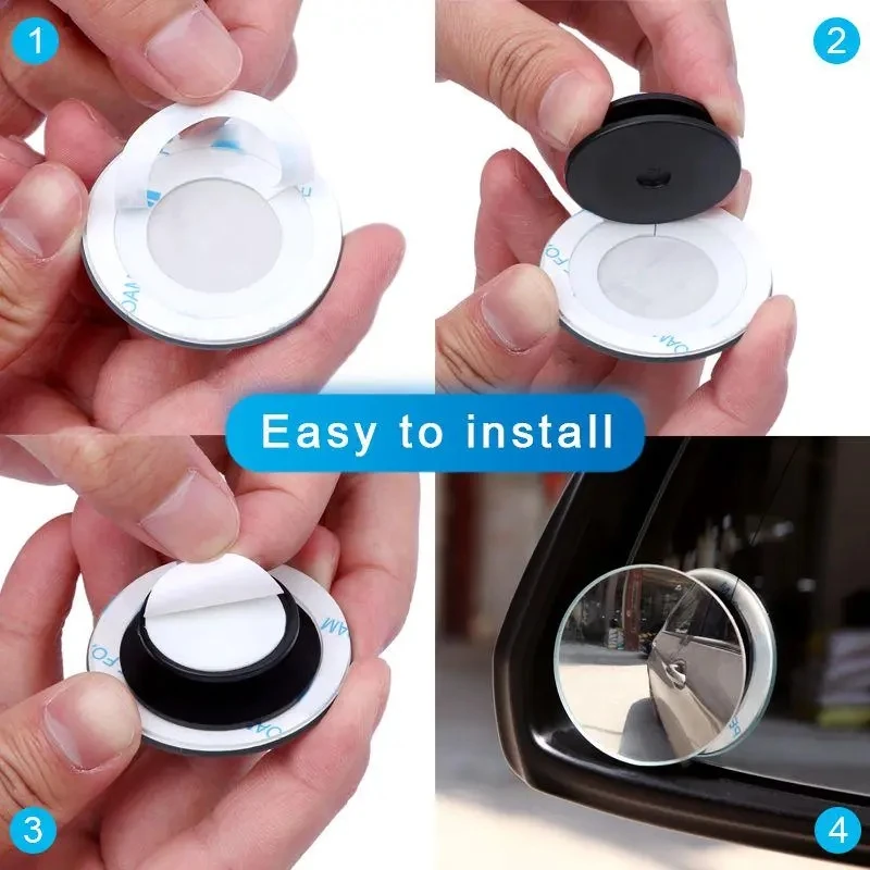 360° Rotation Car Blind Spot Mirror Wide Angle Adjustable Small Round Convex Mirror Car Reversing Auxiliary Rearview Mirror