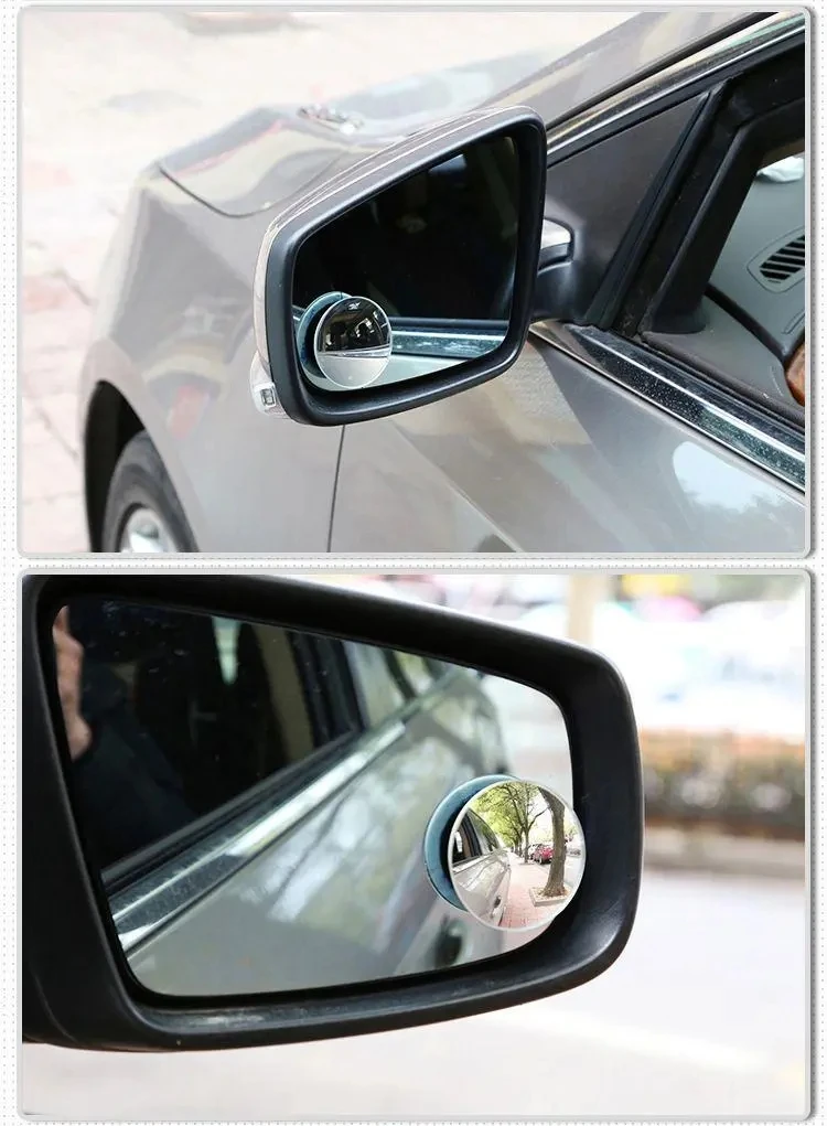 360° Rotation Car Blind Spot Mirror Wide Angle Adjustable Small Round Convex Mirror Car Reversing Auxiliary Rearview Mirror