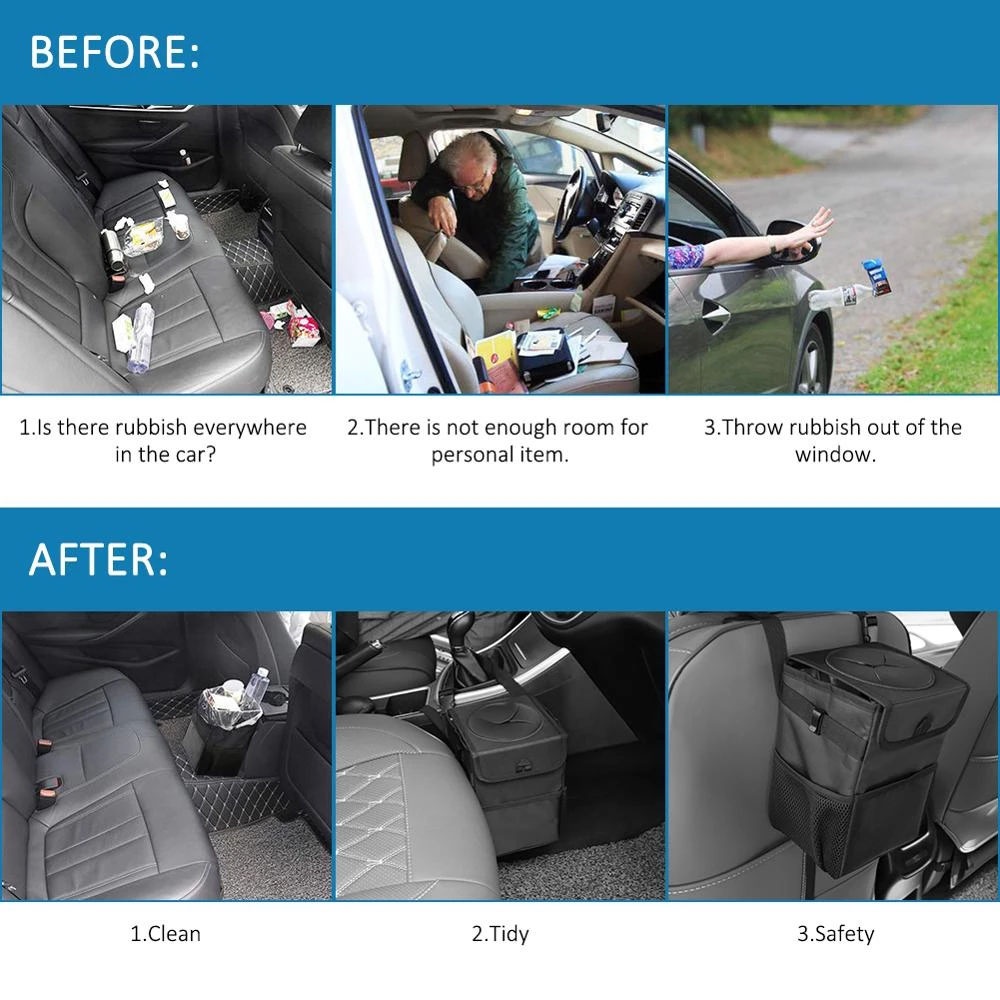 1 Pcs Portable Waterproof Car Trash Can Auto Organizer Garbage Can Car Accessories 1 Pcs Portable Waterproof Car Trash Can Auto Organizer Garbage Can Car Accessories