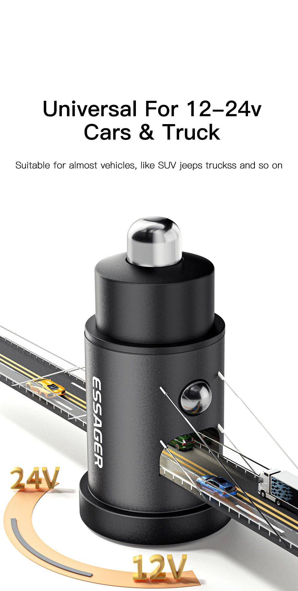 Essager 30W 5A QC PD 3.0 SCP USB Car Charger Quick Charge4.0 USB Type C Car Fast Charging For iPhone 12 13 Huawei Samsung Xiaomi