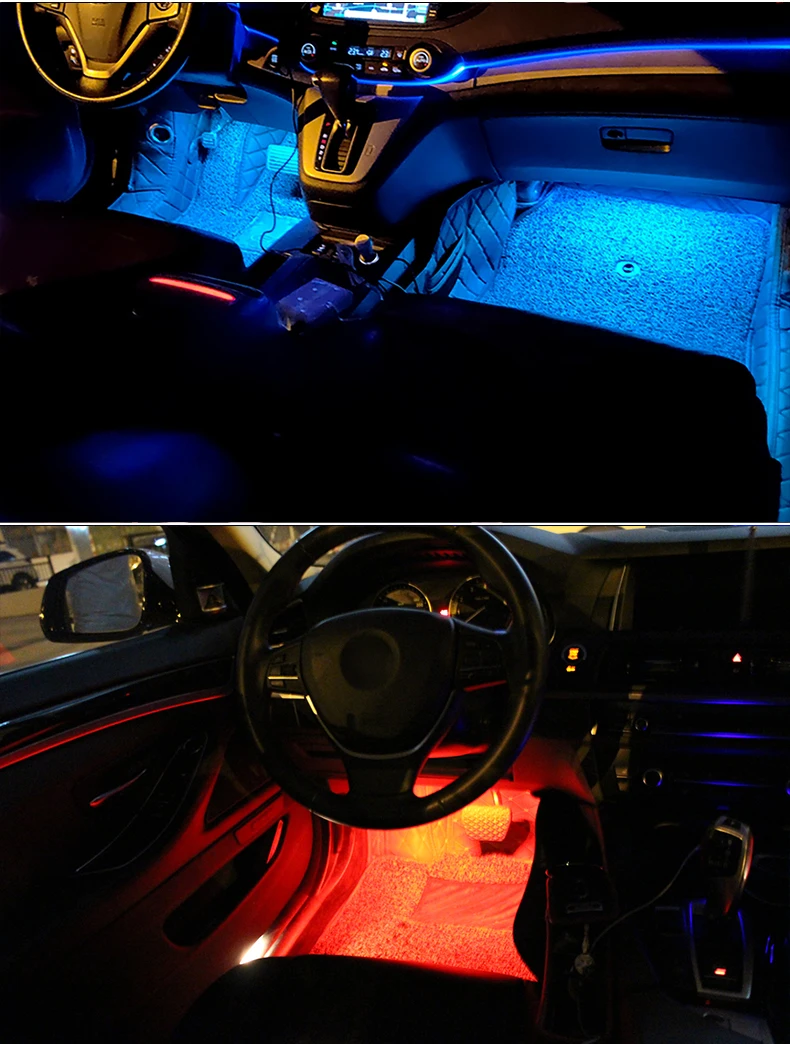 Led Car Foot Ambient Light With USB Neon Mood Lighting Music Control App RGB Auto Interior Decorative Atmosphere Light