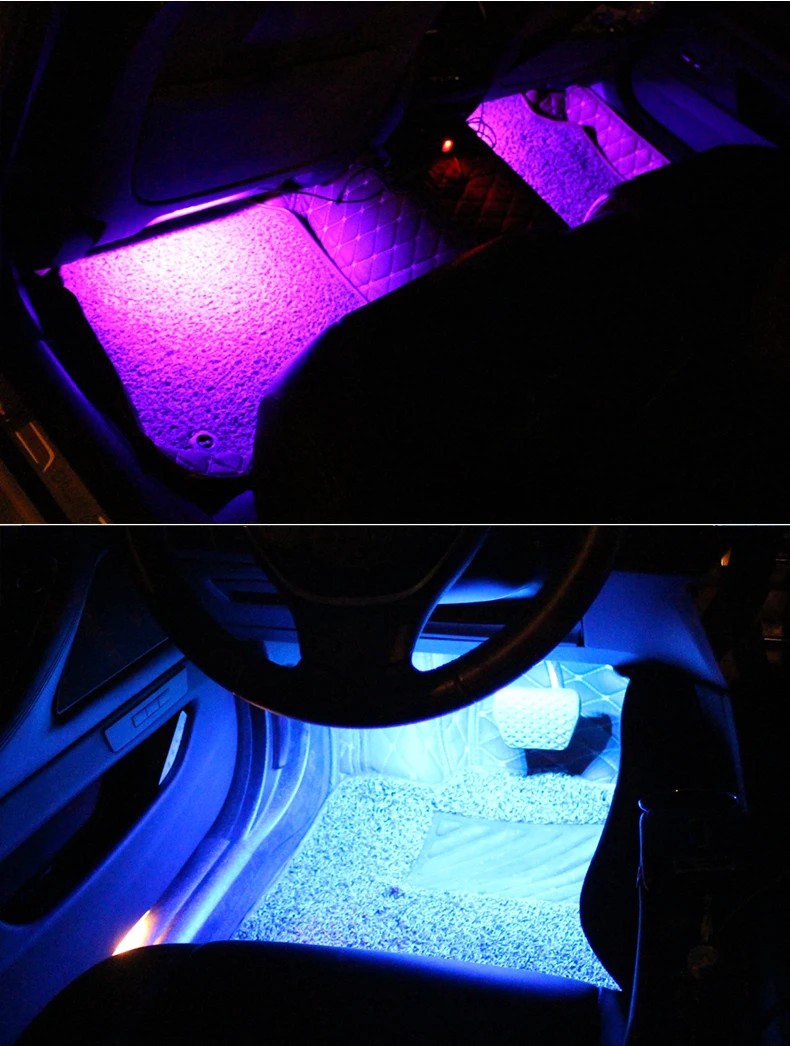 Led Car Foot Ambient Light With USB Neon Mood Lighting Music Control App RGB Auto Interior Decorative Atmosphere Light