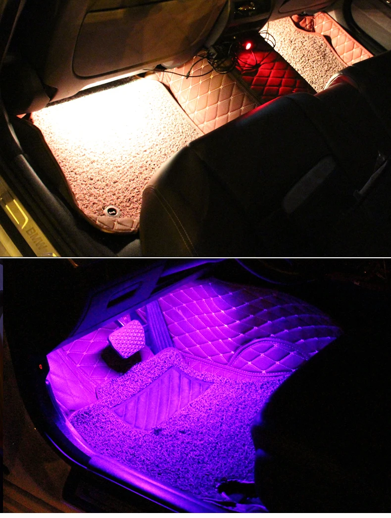 Led Car Foot Ambient Light With USB Neon Mood Lighting Music Control App RGB Auto Interior Decorative Atmosphere Light