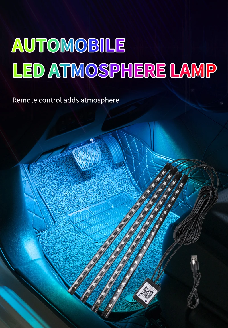 Led Car Foot Ambient Light With USB Neon Mood Lighting Music Control App RGB Auto Interior Decorative Atmosphere Light