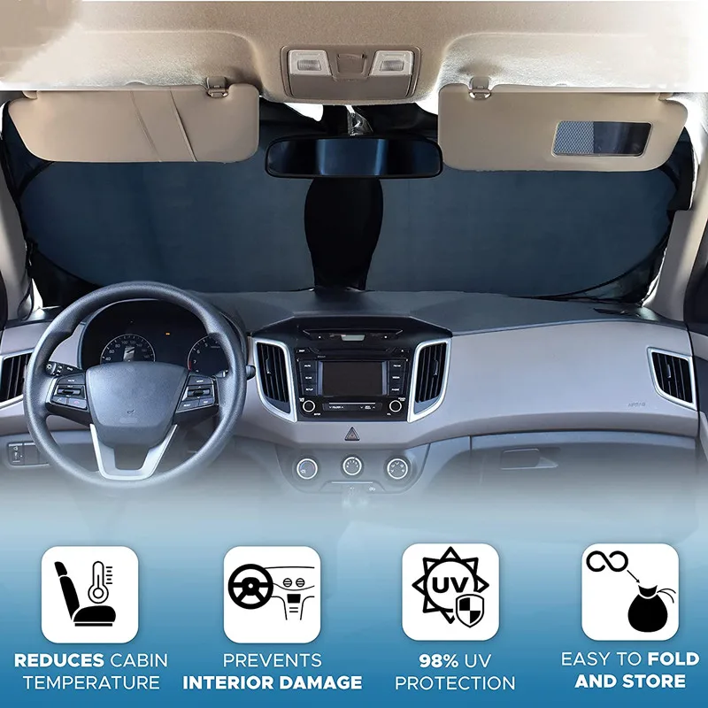 Car Windshield Sun Shade with Storage Pouch | Durable Material Car Sun Visor ,Sun Heat Protection | Car Interior Accessories Car Windshield Sun Shade with Storage Pouch | Durable Material Car Sun Visor ,Sun Heat Protection | Car Interior Accessories