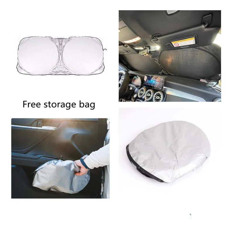 Car Windshield Sun Shade with Storage Pouch | Durable Material Car Sun Visor ,Sun Heat Protection | Car Interior Accessories Car Windshield Sun Shade with Storage Pouch | Durable Material Car Sun Visor ,Sun Heat Protection | Car Interior Accessories