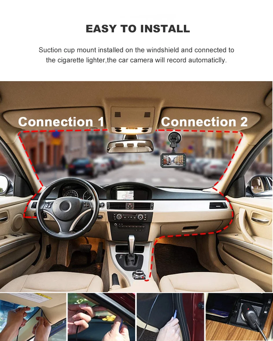 Dash Cam Camera Car HD 1080P Touch Night Vision Video Recorder Vehicle CAR DVR Black Box Driver Recorder Front and Rear Dashcam