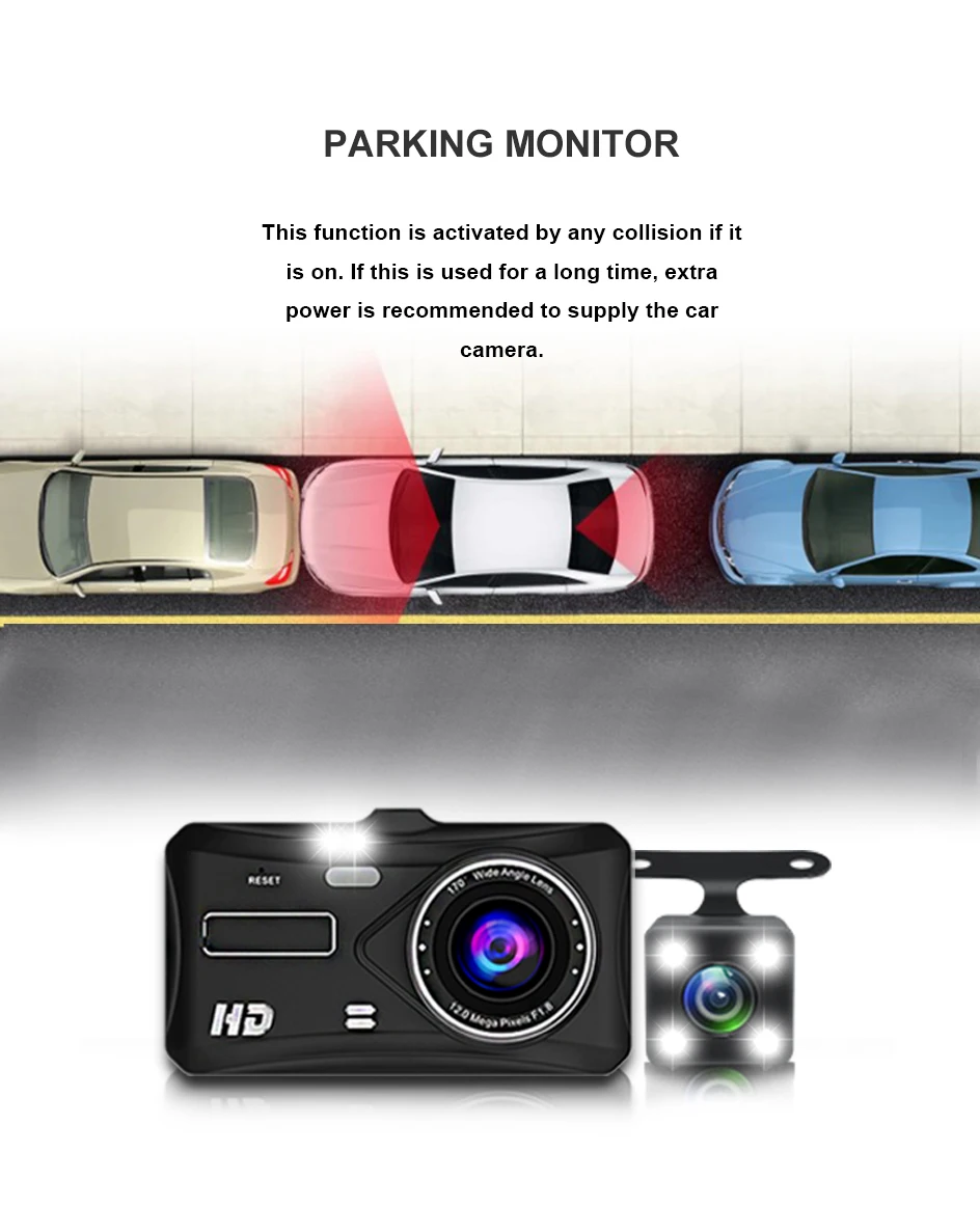 Dash Cam Camera Car HD 1080P Touch Night Vision Video Recorder Vehicle CAR DVR Black Box Driver Recorder Front and Rear Dashcam