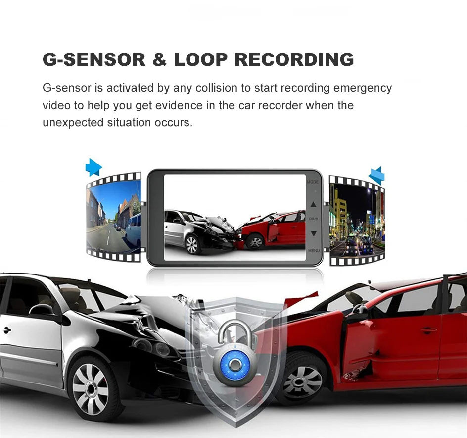 Dash Cam Camera Car HD 1080P Touch Night Vision Video Recorder Vehicle CAR DVR Black Box Driver Recorder Front and Rear Dashcam