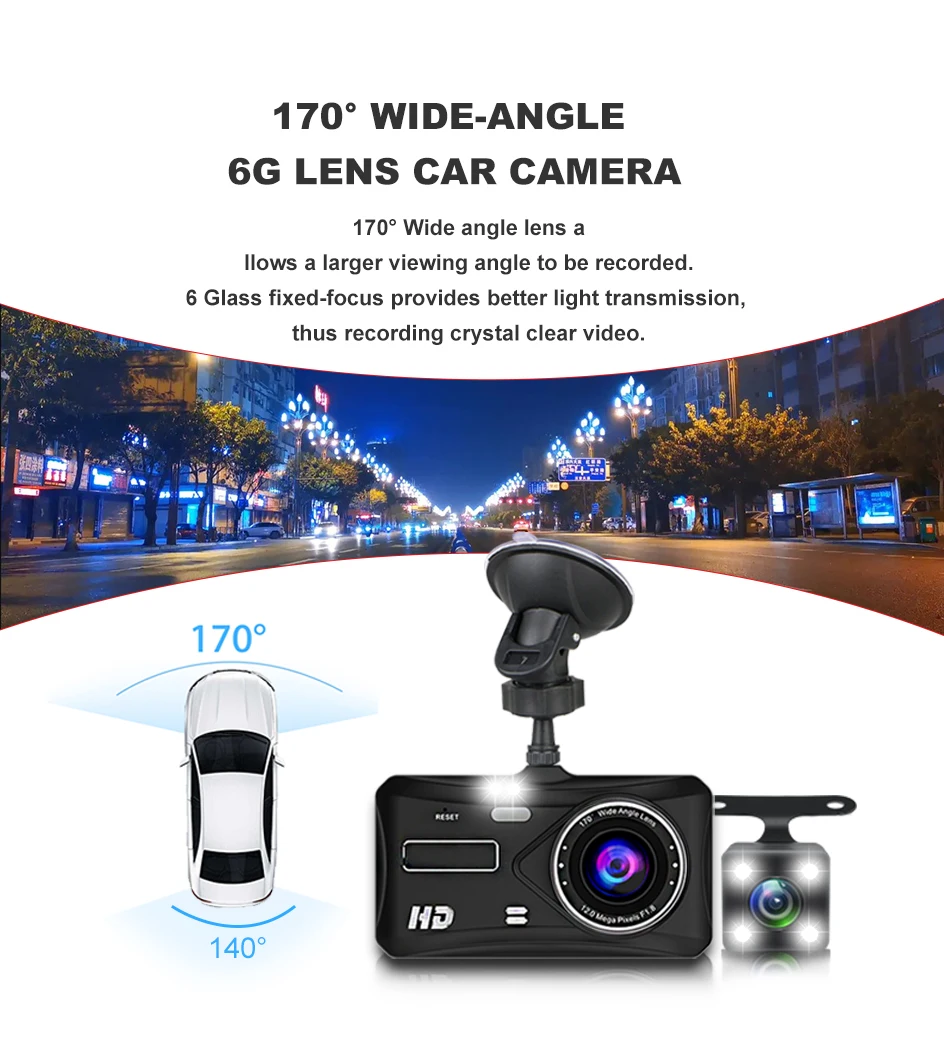 Dash Cam Camera Car HD 1080P Touch Night Vision Video Recorder Vehicle CAR DVR Black Box Driver Recorder Front and Rear Dashcam