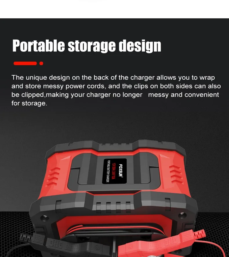 Portable 20A/10A/5A Car Battery Charger 12V 24V Automatic Motorcycle Truck AGM LiFePO4 Lead Acid Start Stop Battery with Repair