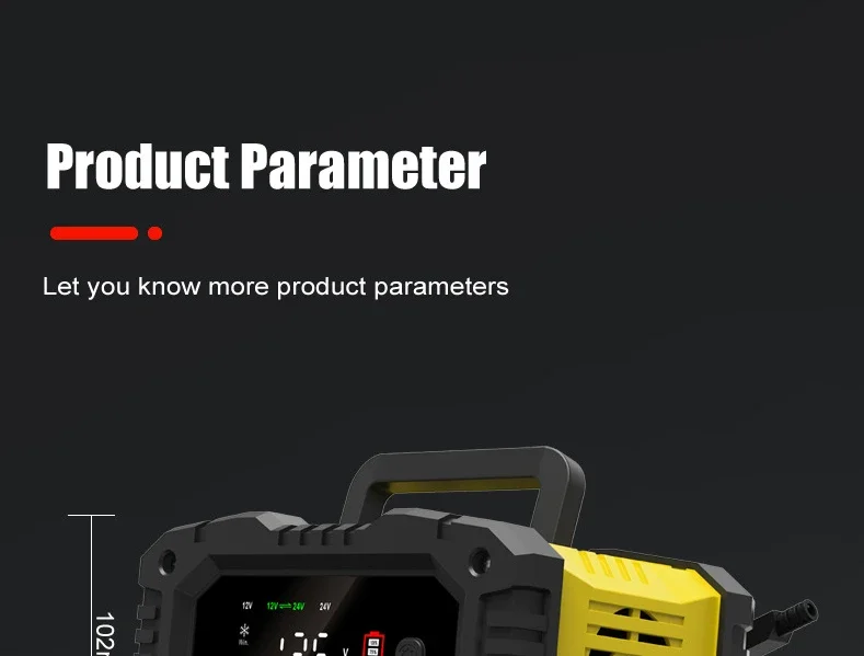 Portable 20A/10A/5A Car Battery Charger 12V 24V Automatic Motorcycle Truck AGM LiFePO4 Lead Acid Start Stop Battery with Repair